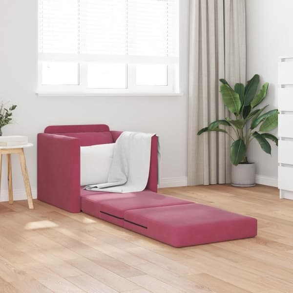 Soffa Lit 2 i 1 Röd Vin 74x77x81 cm Sammet