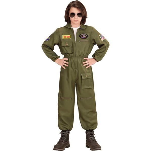 Kostym - WIDMANN - Grön Jaktpilot - Unisex - 3 till 14 år - Karneval