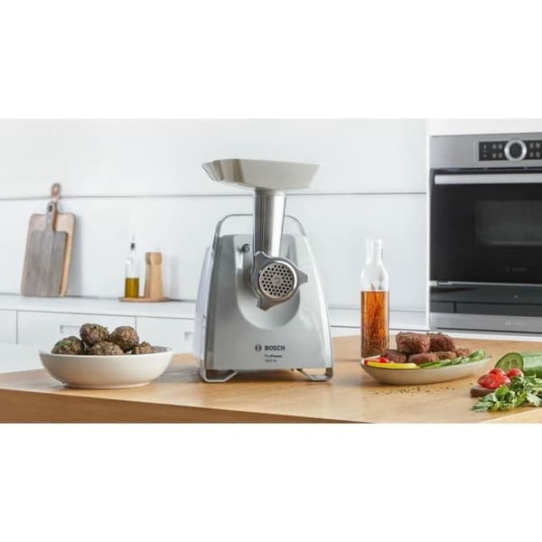 Köttkvarn - BOSCH - MFW45020 - 2 galler - Uppsamlingsbricka - Vit