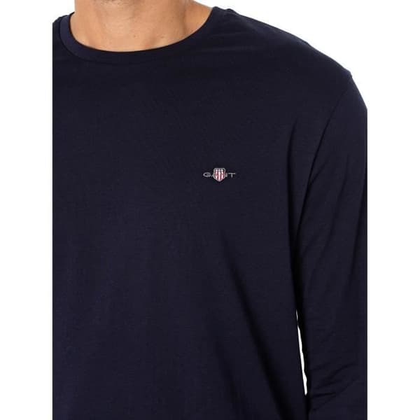 Normal Shield långärmad t-shirt - GANT - Herr - 100 % bomull - Blå