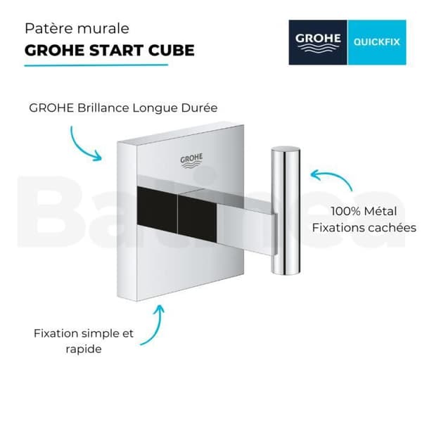 Väggkrok - GROHE - Start Cube - Krom - Metall - Samtida Design