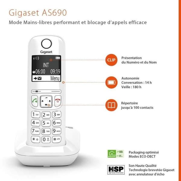 GIGASET Fast telefon AS690 Trio Vit