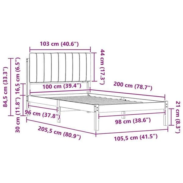 vidaXL Sängram med stoppad huvudgavel Ljusgrå, Sovrum, Rektangulär, Modern, Hållbar 878073