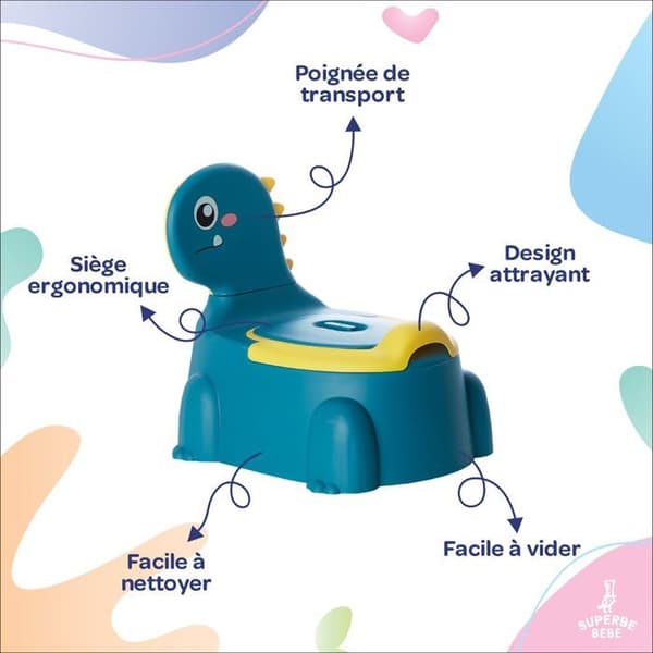 Toalettstol för baby - DINO - Blå | SUPERBE BEBE
