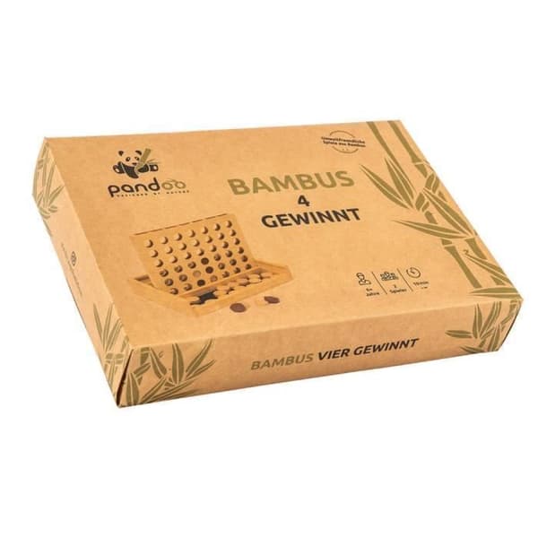 Power 4 bambu brädspel - PANDOO - hopfällbart och bärbart - Reflektion och strategispel
