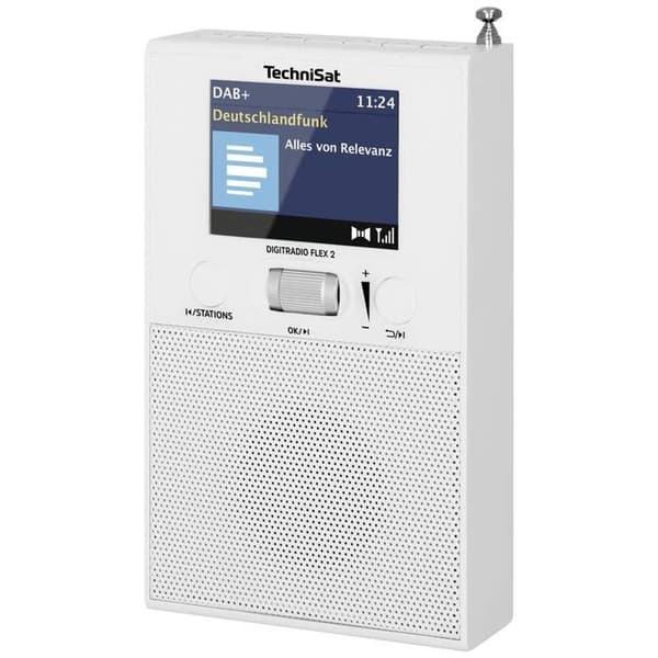 TechniSat DIGITRADIO FLEX 2 – Radio DAB+/FM Bluetooth, högtalarlåda, väckarklocka, nätadapter, vit