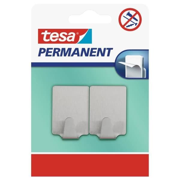 TESA permanenta krokar - rektangulära - metall - L