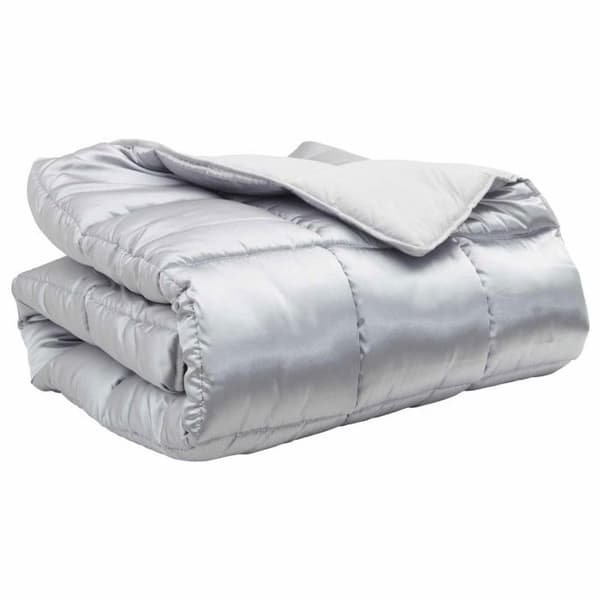 Couette Vidaxl Duvet vinter Silver 200 x 200 cm Satin och Mikrofiber