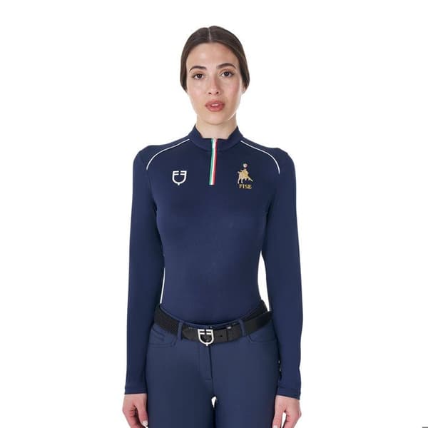 Zip-up ridtröja med långa ärmar för kvinnor Equestro Technical Training