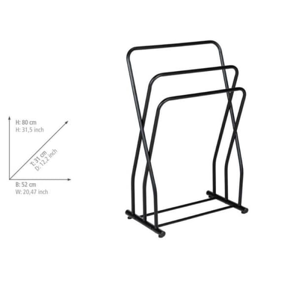 Handdukshållare - WENKO - Granelli - 3 stänger - Lackerat svart stål - H 80 x L 53 cm