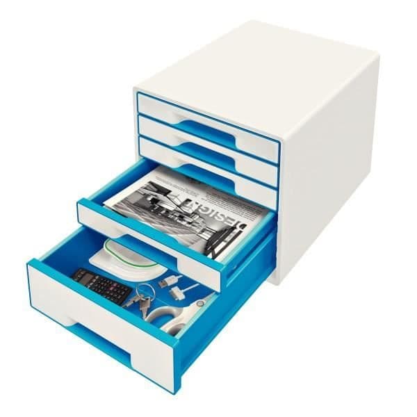 Klassificeringsblock - LEITZ - WOW - Metallic blå - 5 lådor - Lackfinish - A4 maxi