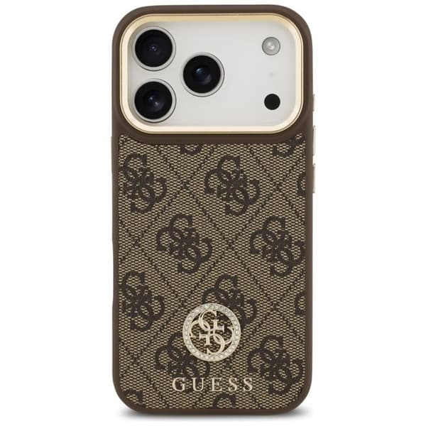 Coque Guess Hardcase 4G Strass Logo MagSafe för iPhone 17 Pro - Brun