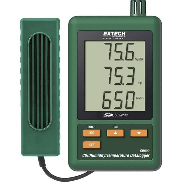 Multifunktionell datalogger Extech SD800 Mätvärde temperatur, CO2, luftfuktighet 0 till 50 °C 10 till