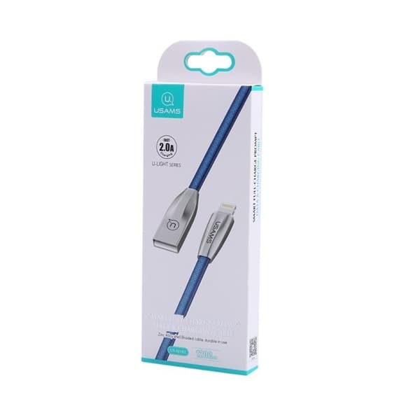 USAMS Lightning-kabel 1,2 m Snabbladdning Blå