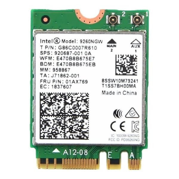 Intel 1,7 Gbps Wi-Fi-kort, M.2 (AC-9260 NGW)