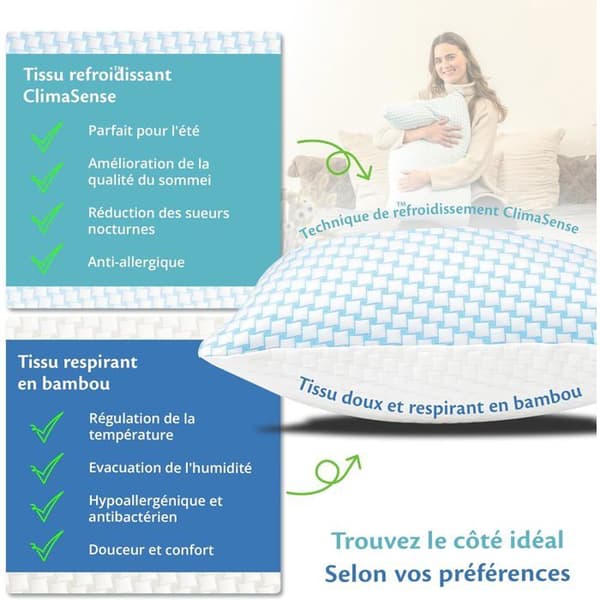 Ergonomisk kudde Ella 40x80 cm – Gel-infunderad minnesskum, justerbart nackstöd