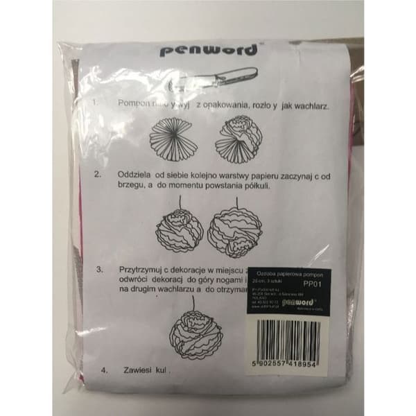 Krepppapper - silkespapper Polsirhurt Pompon i gult 25 cm pp03