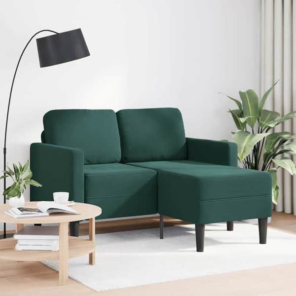 vidaXL 2-sitssoffa med L-formad divan mörkgrön 125 cm sammet, 2-sitssoffa för sovrum, fåtölj, tvåsitssoffa 4107071