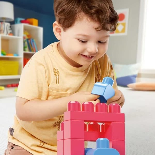 Mega Bloks - Medium Pink Bag 60 tegelstenar - Byggstenar - 12 månader och + DCH54