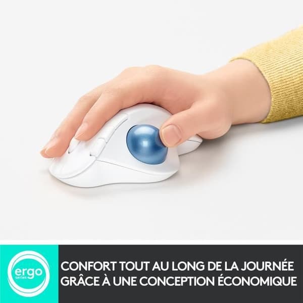 Mus - Trådlös - Logitech - Ergo M575 - Vit - Ergonomisk