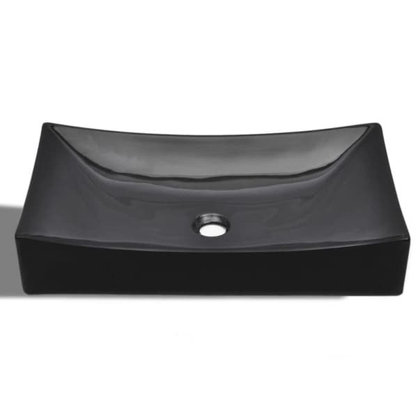 Tvättställ - Keramik - Svart - Rektangulär - Högblank finish - Modern design
