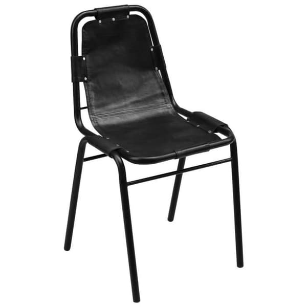 Matsalsstolar - vidaXL - Set om 2 - Äkta läder - Svart - Nutida design