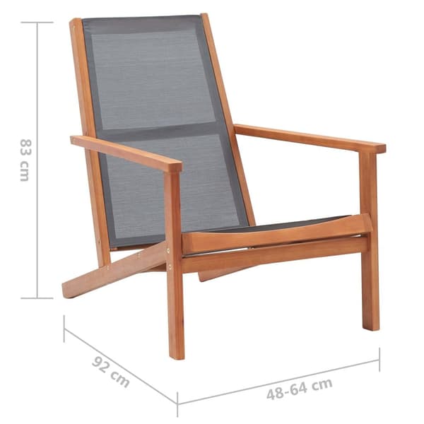 vidaXL Trädgårdsstol Grå Solid Eucalyptus Wood och Textilene