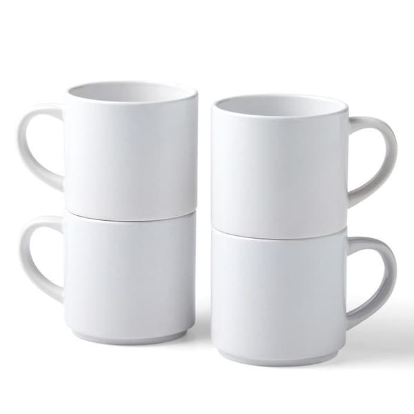 4 Stapelbara keramikmuggar Vit 300 ml - Cricut