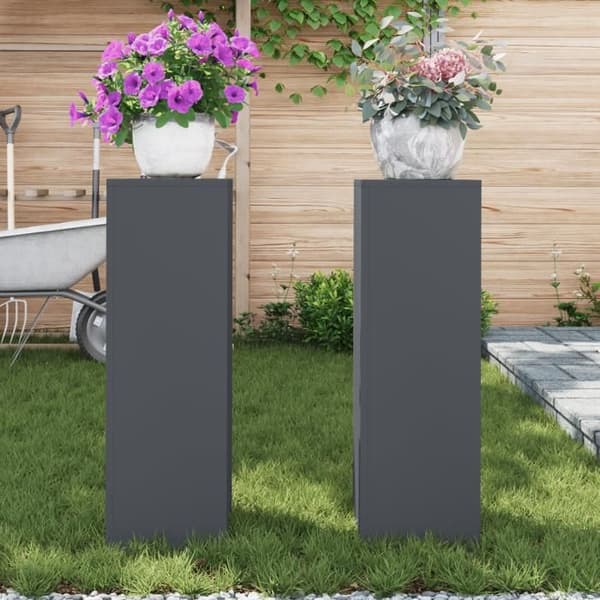Stöder för utomhusväxter Pelare 2 st Antracit 24x24x75 cm Stål