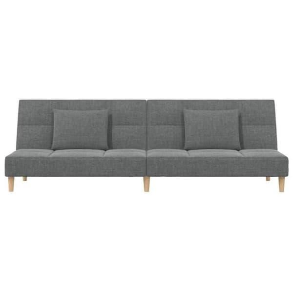 vidaXL 2-sits bäddsoffa med två kuddar mörkgrå tyg 375793