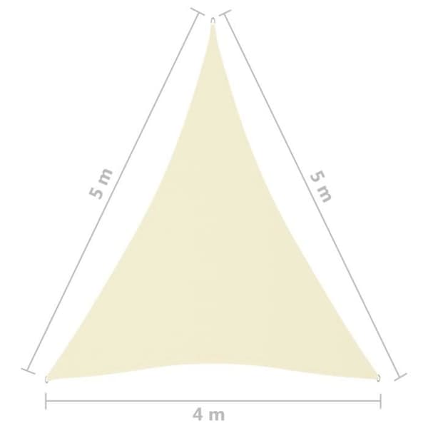 vidaXL Parasoll Segel Oxford Tyg Triangulär 4x5x5 m Kräm