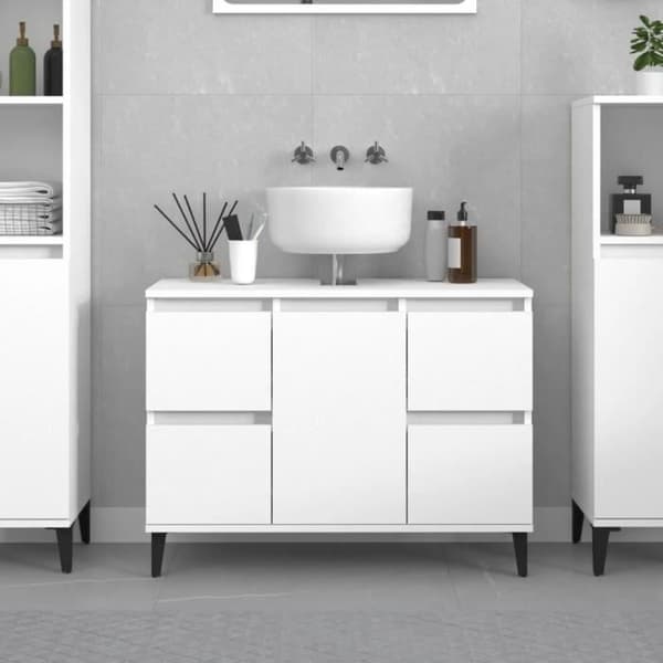 vidaXL Diskbänk vit 80x33x60 cm ingenjörsträ 821276