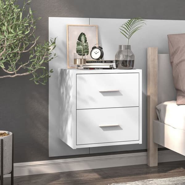 vidaXL Vägghängda Sängbord 2 st Vit 810990