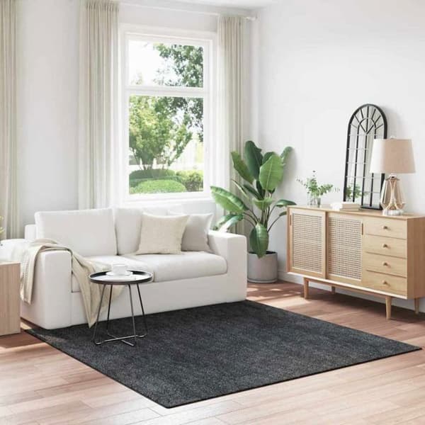 Matta - VIDAXL - Lugg anti-glid - Mörkgrå - 200 x 200 cm - Polypropen