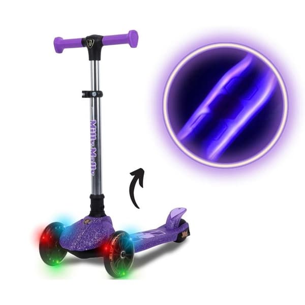 Scooter - Milly Mally - Jelly Violet - 3 hjul - Fällbar - LED