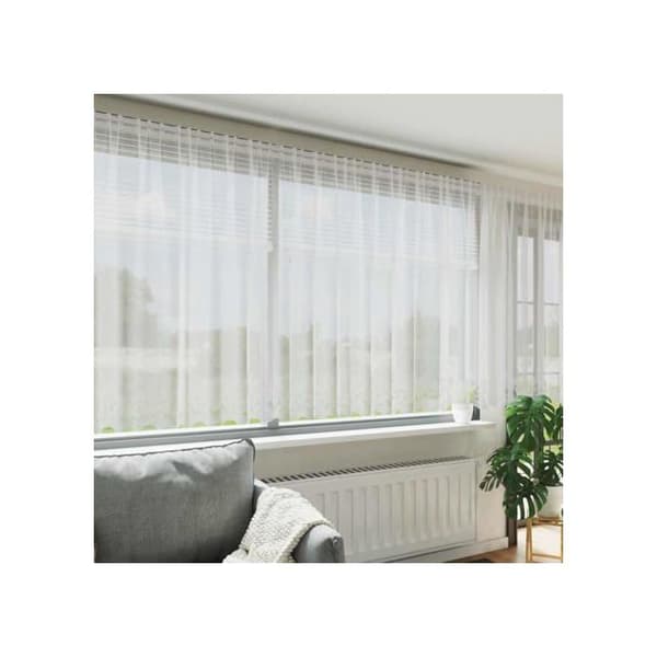 Blommönstrad spetsgardin - vidaXL - Vit - Polyester - 180x500 cm - Ljusfiltrerande - Integritetspaneler