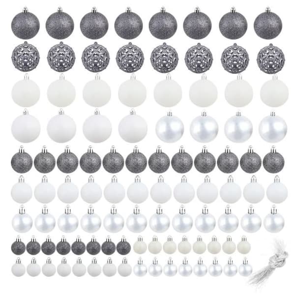 vidaXL Julgranskulor Set 100 st 6 cm Vit/Grå