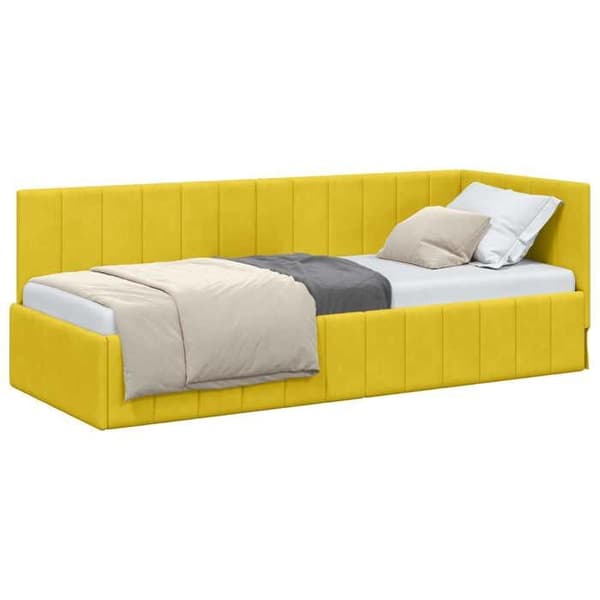 vidaXL Vinkel sängram Gul 80 cm x 200 cm Sammet 42016293