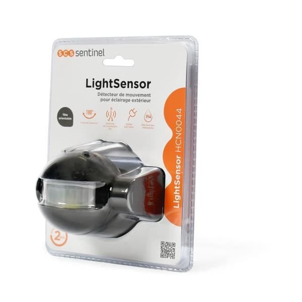 Utomhusrörelsedetektor SCS SENTINEL LightSensor svart - Räckvidd 12m - Vinkel 180°