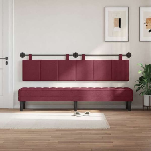 vidaXL Väggmonterad sänggavel Bordeaux Tyg 42032330