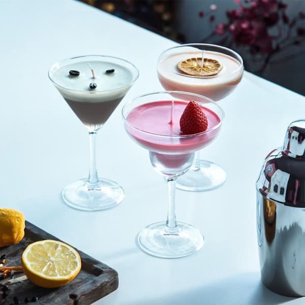 Parti 3 Glasljus Cocktails - Vit