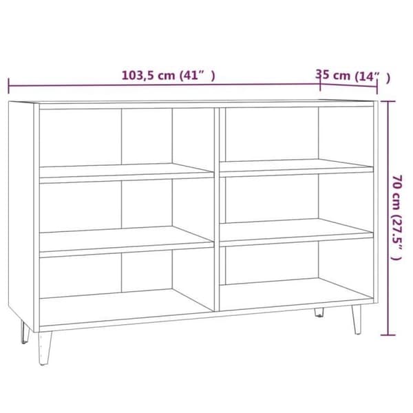 813185 vidaXL Buffé Ek rökig 103,5x35x70 cm Agglomerat