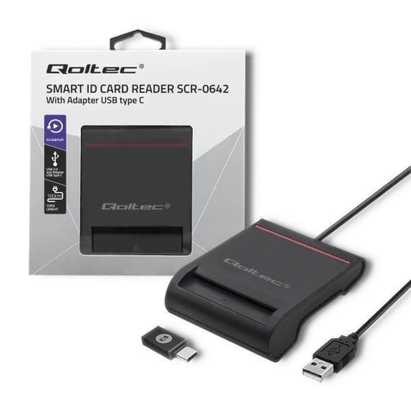 Qoltec Smart chipkortskanner USB 2.0 Plug-play - 5901878506425