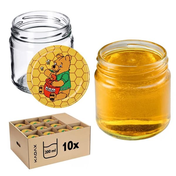 Glasburkar KADAX 200ml med lock "Honung" - 10-pack