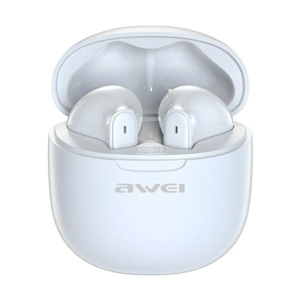 Bluetooth-hörlurar 5.3 AWEI T68 ENC TWS med dockningsstation Vit