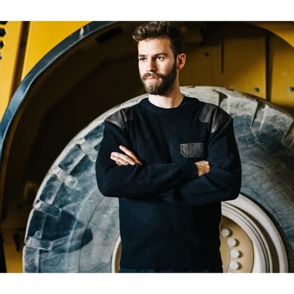 Tjock tröja rund hals Velilla - Blå - 2XL