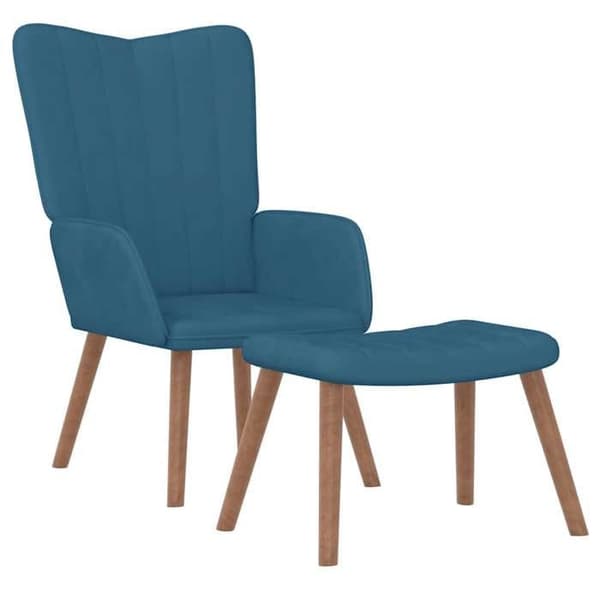 vidaXL Recliner med fotpall Blå Sammet 327676