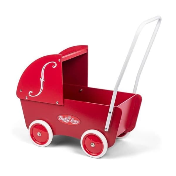 Dockvagn - Trä vagn - Röd - Idealisk för rollspel - Från 3 år