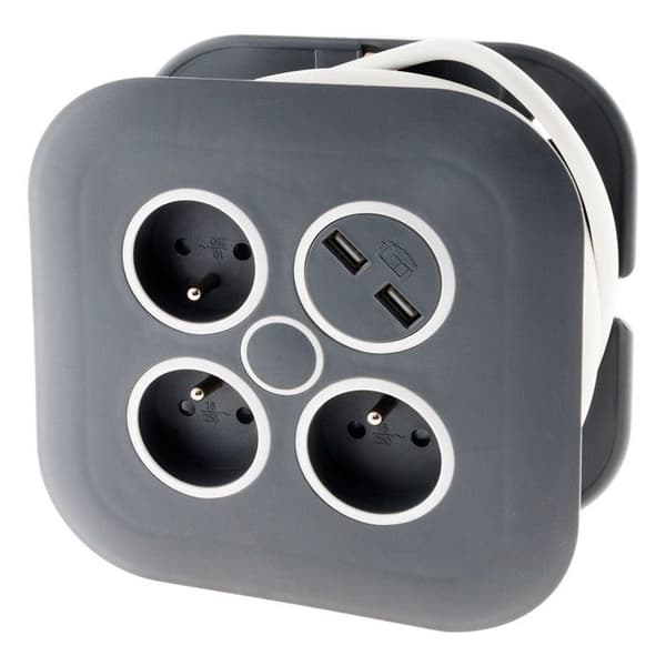 Hemmpring 3 x 2P+T + 2xUSB - 7m - Svart - Zenitech