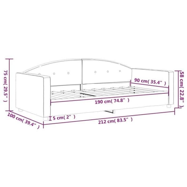 vidaXL Länksoffa ljusgrå 90x190 cm sammet 354149